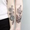 Black And Gray Succulent Tattoos: Split Toning, Flower Patterns, High Quality Photo