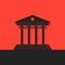 Black greek colonnade on red background