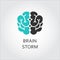 Black and green icon of brain, brainstorm concept