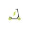 Black and green kick scooter or balance bike with lightning bolt icon