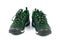 Black and green outdoor empty lightweight waterproof breathable fabric sneakers isolated on white background