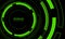 Black and green technology background with futuristic cyber HUD circular structure elements.