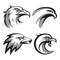 Black and grey eagle head logos set for business