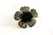 Black Grey Enamel Flower Metal Brooch Pin on the White Background