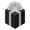 Black grey gift box icon, isometric style
