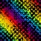 Black grunge droplet pattern on diagonal rainbow