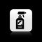 Black Hairdresser pistol spray bottle with water icon isolated on black background. Silver square button. Vector