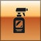 Black Hairdresser pistol spray bottle with water icon isolated on gold background. Vector Illustration