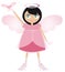 Black Haired Fairy Woman In A Pink Dress