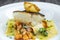 Black hake, prawns ragout and fresh pasta