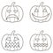 Black halloween logo set of pumpkin. Sticker pack of 4 jack o lanterns. Eps 10 vector halloween logo.
