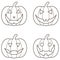 Black halloween logo set of pumpkin. Stiker pack of 4 jack o lanterns. Eps 10 vector halloween logo.