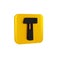 Black Hammer icon isolated on transparent background. Tool for repair. Yellow square button.