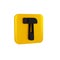 Black Hammer icon isolated on transparent background. Tool for repair. Yellow square button.