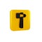 Black Hammer icon isolated on transparent background. Tool for repair. Yellow square button.