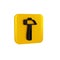 Black Hammer icon isolated on transparent background. Tool for repair. Yellow square button.