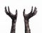 Black hand of death, the walking dead, zombie theme, halloween theme, zombie hands, white background, mummy hands