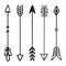 Black hand drawn doodles arrows. Set of hipster ethnic tribal elements