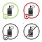 Black Hand grenade icon isolated on white background. Bomb explosion. Circle button. Vector