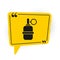 Black Hand grenade icon isolated on white background. Bomb explosion. Yellow speech bubble symbol. Vector