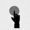 Black hand with index finger pushing spiral target aim or pressing a button