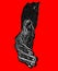 Black hand on red background