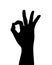 Black Hand Silhouette, Hand Gesture, Agree or Okay, Vector Illustration