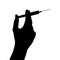 Black Hand silhouette holds a syringe with a vaccine. Vaccination Concept. Vector Illustration EPS10
