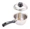 Black handle round stainless pot with floating cover