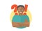 Black handsome man in glasses angry doubts, offended. Flat design icon. Guy with a question and exclamation marks. Simply editable