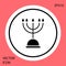Black Hanukkah menorah icon isolated on red background. Hanukkah traditional symbol. Holiday religion, jewish festival