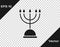 Black Hanukkah menorah icon isolated on transparent background. Hanukkah traditional symbol. Holiday religion, jewish