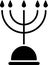 Black Hanukkah menorah icon isolated on white background. Hanukkah traditional symbol. Holiday religion, jewish festival