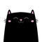 Black happy smiling cat kitten kitty icon. Pink cheeks. Cute cartoon kawaii funny baby character. Happy Valentines Day. Greeting