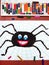 Black happy spider and spider`s web