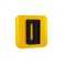 Black Harmonica icon isolated on transparent background. Musical instrument. Yellow square button.