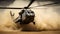 Black Hawk helicopter takes off in dust clouds