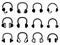 Black headphone headset icons