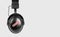 Black headphones with podcast icon isolated