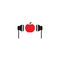 Black headphones with red apple icon. Flat vector earphones isolated on white