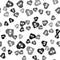 Black Healed broken heart or divorce icon isolated seamless pattern on white background. Shattered and patched heart