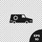 Black Hearse car icon isolated on transparent background. Vector