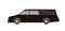 Black hearse isolated on white background. Automobile carrying dead body. First Call vehicle, funeral transport, burial