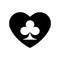 Black Heart clubs suit icon. A symbol of love. Valentine s day with sign playing card suits. Flat style design, logo. Frame