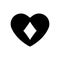 Black Heart diamonds suit icon. A symbol of love. Valentine s day with sign playing card suits. Flat style design, logo. Frame