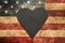 Black heart on flag of the United States.