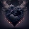 Black Heart Smoke Smoking Embers Dark Valentine Love Generative AI