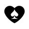 Black Heart spades suit icon. A symbol of love. Valentine s day with sign playing card suits. Flat style design, logo. Frame