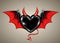 Black heart with vampire wings and horn