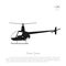 Black helicopter silhouette on a white background